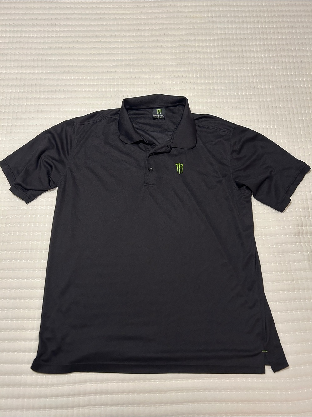 Monster Energy Men's Black Polo Shirt with Green Logo
